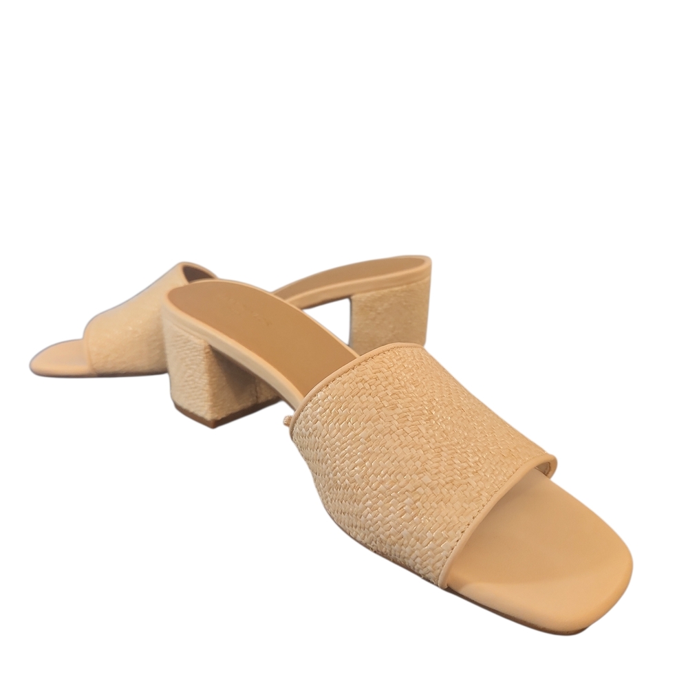Ann Taylor Factory Women's Cream/Beige Block-Heel Mules Size 8.5